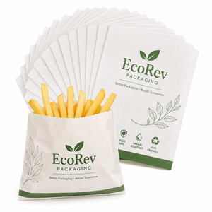 ถุงกระดาษใส่ขนมแบบใช้แล้วทิ้ง EcoRev คุณภาพพรีเมียม ย่อยสลายได้ เป็นมิตรกับสิ่งแวดล้อม กันน้ำมัน พร้อมหูหิ้วแบบไดคัท และปิดผนึกด้วยความร้อน - Product Image 3