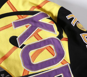 High Quality 100% Cotton Children's Spring Streetwear Racing Varsity Jacket OEM ODM Custom Embroidered Applique Patchwork - Product Image 3