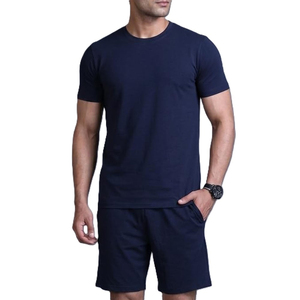 Wholesale <b>Mens</b> Summer Casual Wear Shorts and Short Sleeve T Shirt <b>Sets</b> with Solid Pattern Breathable Lightweight <b>2</b>-<b>Piece</b> <b>Sets</b> - Product Image 1