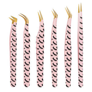 Pinces à cils en acier inoxydable de qualité salon pour extensions, pinces à cils professionnelles pour styles d'extensions classiques - Product Image 1