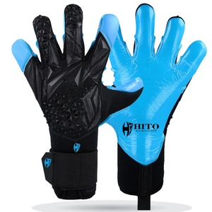 Best Manufacture Black and Blue Soccer Goalkeeper <b>Gloves</b> Breathable and Rubber Inject with Negative Cut - Product Image 1