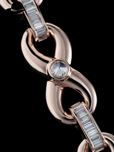 Collar de Cadena con Eslabones de Diamantes Chapado en Oro Rosa, Corte Baguette, Engaste en Canal, Geométrico, Lujoso, Unisex, para Uso Diario, en Venta - Product Image 5