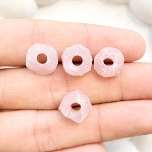 12mm Rose Quartz Raw Rough Gemstone <b>Bead</b> <b>Large</b> Hole 4mm Drilled Natural Stone Nugget DIY Jewelry Making Craft Wholesale Supply - Product Image 2