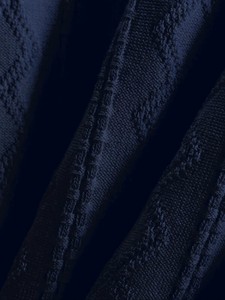 T-shirt à manches courtes en tricot pour homme, col rond, motif géométrique, bordure contrastée, coupe décontractée, bleu foncé, polyester/coton, 280g - Product Image 4
