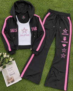 Custom Logo Women Velour Tracksuit <b>Set</b>, Y2K Rhinestone Zip Up Hoodie Flare Pants Velvet 2 Piece <b>Loungewear</b> Sportswear Wholesale - Product Image 6