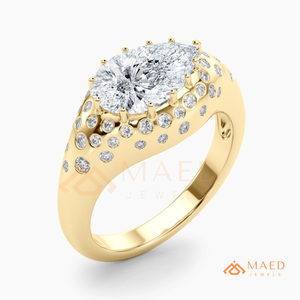 Moissanite <b>Dome</b> <b>Ring</b> for Women Gold Tone Engagement Wedding Anniversary Jewelry Elegant Daily Wear Fashion Style - Product Image 6