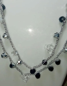 Collar Hecho a Mano con Cristales Negros Transparentes en Capas, Cadena de Latón, Joyería Boho Brillante, Regalo de Moda para Mujer - Product Image 3