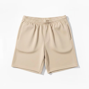 Unisex <b>Men</b> Minimalist Casual <b>Shorts</b> Solid Beige Elastic Waist Breathable Soft Fabric Summer Daily Wear Gym Training <b>Shorts</b> OEM - Product Image 1