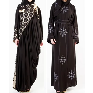 Abaya de mode pour femmes, style Dubaï, noire imprimée, coupe ample, style turc, taille unique, robe musulmane, vêtements, abayas - Product Image 1