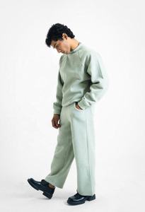 Ensemble sweat-shirt et pantalon de survêtement à jambes larges vert menthe brodé pour homme – Survêtement en molleton graphique streetwear décontracté de qualité supérieure - Product Image 6