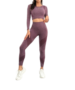 Ensemble de yoga taille haute pour femme, tenue de sport avec soutien-gorge de fitness à manches longues et leggings de compression doux pour l'entraînement - Product Image 1