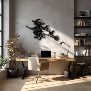 Arte Metálico de Pared con Diseño de Bruja, Decoración Colgante Elegante para Halloween, Adecuada para la Entrada del Hogar y Decoración de Paredes, de la India - Product Image 4