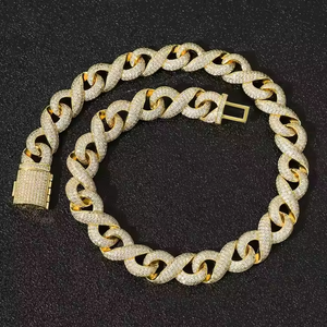 Collar de Plata 925 Chapado en Oro con Eslabones Cubanos de 16mm, 3 Filas, Diseño Infinito, con Moissanita VVS y Estilo Hip Hop - Product Image 5
