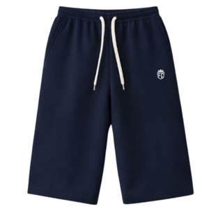 Ensemble de survêtement et short en molleton épais bleu marine pour homme, en coton, style streetwear, avec col côtelé, ensemble de vêtements de sport tendance - Product Image 3