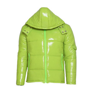 Veste d'hiver pour homme, personnalisée en usine, décontractée, tricotée, brillante, matelassée, à capuche, isolante, respirante, avec fermeture éclair, OEM ODM - Product Image 4