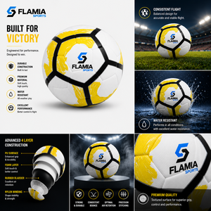 Pallone da Calcio Flamia Sports TB-014 Taglia 5 Classico con Camera d'Aria in Gomma Ecologica ad Alta Ritenzione d'Aria, Durevole, Stampa Serigrafica Rosso <span class=keywords><strong>Nero</strong></span> - Product Image 5