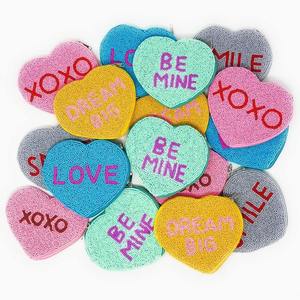 Heart-Shaped Embroidered Coin Purse Love Theme Valentine's Day Party Cotton Textile Handmade Pouches Be Mine Dream <b>Big</b> XOXO - Product Image 1