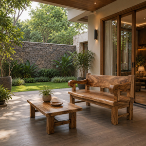 Banc en bois de Suar massif classique Bagong pour hall d'hôtel, finition naturelle avec design antique artisanal pour projets de complexes hôteliers et villas - Product Image 5