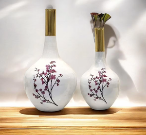 Ensemble de vases modernes en laiton et aluminium de haute qualité, design floral rose doré, faits à la main, résistants à la rouille, décoration de table pour mariage - Product Image 4