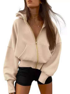 Sudadera con Capucha y Cremallera para Mujer, Transpirable, Ecológica, de Manga Larga, Corta, Informal, con Bolsillos, para Otoño e Invierno - Product Image 6