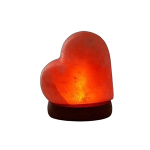 Natural Pink Himalayan <b>Crystal</b> Salt Heart Lamp Handmade Wooden Base Air Cleaning Light - Product Image 3