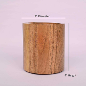 Porte-stylos de bureau en bois avec horloge pour la maison, le bureau ou le salon – Rangement pratique pour crayons - Product Image 5
