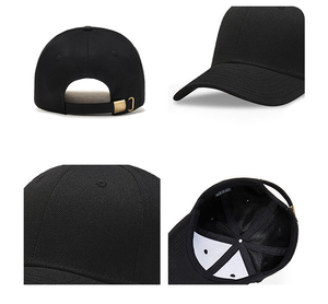 Cautire <b>Black</b> 6-Panel <b>Baseball</b> <b>Cap</b> Unisex Adjustable Breathable Waterproof Satin Embroidery Sport Casual Hat - Product Image 4