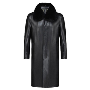 Manteau d'hiver imperméable en cuir véritable pour hommes grandes tailles, à manches longues, avec ceinture et bordure en fourrure, vêtements d'extérieur décontractés, streetwear - Product Image 6