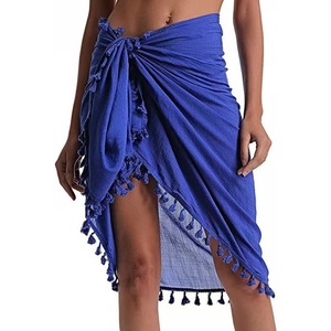 Colorful Sexy Beach Cover up Women's <b>Sarong</b> Bikini 1 Piece 100% Cotton Wrap Waist Logo Pareo - Product Image 2