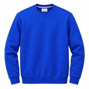 Sudadera de cuello redondo de algodón 100% de alto gramaje azul real con logotipo personalizado, sudadera polar oversize lisa al por mayor - Product Image 1