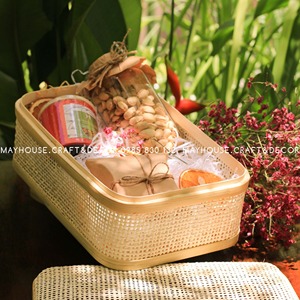 <b>Rectangular</b> Bamboo <b>Storage</b> <b>Basket</b> Woven Bamboo Gift Box Natural Color Home Organizer Vietnam Craft - Product Image 2