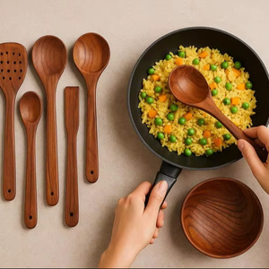 โรงงานผลิตอุปกรณ์ครัว ช้อนไม้ทำอาหารจำนวนมาก รับผลิตอุปกรณ์ครัวไม้แบบ OEM รับผลิตอุปกรณ์ครัวไม้แบบ Private Label - Product Image 1