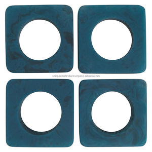 Juego de decoración de mesa geométrica moderna hecha a mano, servilleteros de resina mixta Hexagonal, comedor elegante, forma de rectángulo pintado de madera - Product Image 4