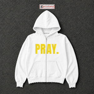 Sudadera con capucha blanca extragrande con estampado gráfico de oración y letras amarillas, estilo urbano, unisex, informal, para hombre - Product Image 5