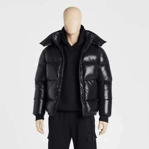 Zip Hooded Patchwork <b>Jacket</b> OEM Custom <b>Packable</b> Lightweight Puffer Front Logo for US Stores Factory Price Private Label S-3XL - Product Image 1