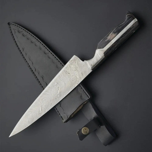 Couteau de chef Burraq personnalisé fait main en acier carbone, lame de 8 pouces, épaisseur de 3,0 mm, manche en bois, nouveau cadeau - Product Image 6