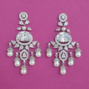 Pendientes de Moda con Circonitas Americanas Hechas a Mano, Calidad de Exportación, con Baño de Rodio, Estilo Clásico, 444104 - Product Image 6