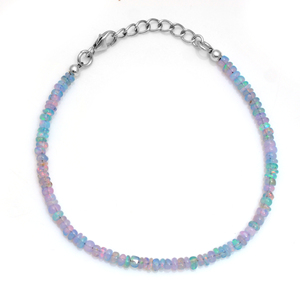 Natural Ethiopian Opal Classic Fashionable Strand <b>Bracelet</b> 925 Sterling Silver Smooth <b>Gemstone</b> Handmade Unique Design High - Product Image 1