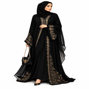 Ensemble Abaya Brodé Élégant pour Femme Musulmane, Tenue de Prière Modeste, Taille XXL, Léger, Infroissable, Longueur Maxi, Idéal pour l'Aïd et les Visites à la Mosquée - Product Image 2