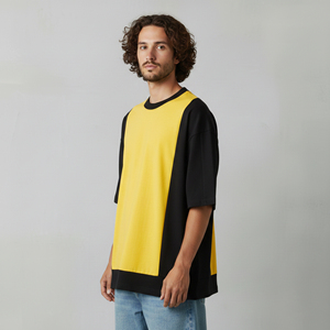 T-shirt homme en coton 100% lourd 210GSM, écologique, séchage rapide, bicolore, logo brodé personnalisé, col rond, coupe ample, épaules tombantes - Product Image 4