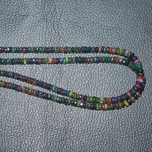 Opale éthiopienne noire naturelle 3mm 4mm 5mm à facettes Rondelle pierres précieuses perlées en gros Lot d'opale noire perles en vrac forme fabricant - Product Image 3