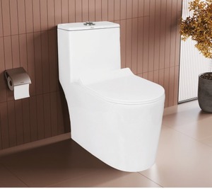 Inodoro de una pieza con diseño sin borde de 640x360x750mm, descarga dual, descarga sifónica 4D, tapa de asiento desmontable de cierre suave, trampa en S - Product Image 3