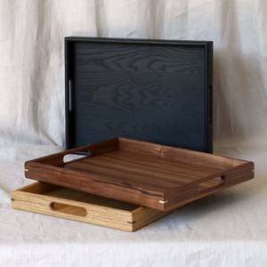 Plateau rectangulaire élégant en bois, portable et décoratif, pour le rangement des aliments, du thé, des couverts et des fruits, idéal pour la maison, la cuisine et les fêtes - Product Image 4