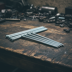 Vis à bois PDC à double extrémité métriques/pouces, diamètre M6-M12, tête fendue, filetage partiel, classe 4.8 6.8, acier au carbone zingué DIN - Product Image 1