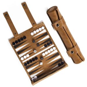 Jeu de backgammon en cuir de qualité supérieure, portable, avec dés et pions, jeu de voyage de luxe fait main, cadeau idéal - Product Image 1