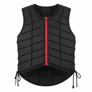 Chaleco Protector Acolchado para Montar a Caballo con Cremallera Frontal y Cordones Laterales Ajustables para Deportes Ecuestres y Entrenamiento - Product Image 1
