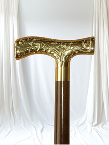 Bâtons de marche rustiques modernes en bois naturel écologique avec poignée en laiton poli, idéaux pour les cadeaux - Product Image 2