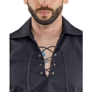 Chemise traditionnelle Jacobite à manches longues, à lacets, boutonnée, anti-plis, personnalisée pour homme - Product Image 3