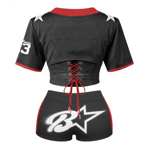 Conjunto Deportivo Personalizado para Mujer, Top Corto, Sudadera con Capucha, Pantalones Cortos, Traje Deportivo Holgado, Felpa Técnica - Product Image 5