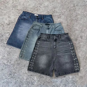 Nueva Tendencia en Pantalones Cortos de Mezclilla para Hombre, de Alta Calidad, con Cintura Elástica, Precio Económico, con Pedrería, HausIndustries - Product Image 4